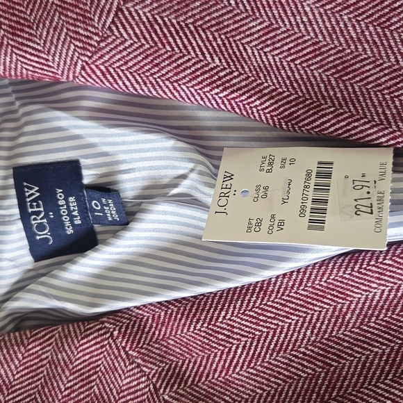 NWT J.Crew Herringbone Wool Blend Schoolboy Blazer Burgundy Sz 10 *Sold Out* - Picture 9 of 13